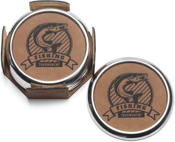 Rawhide leatherette Coaster Set